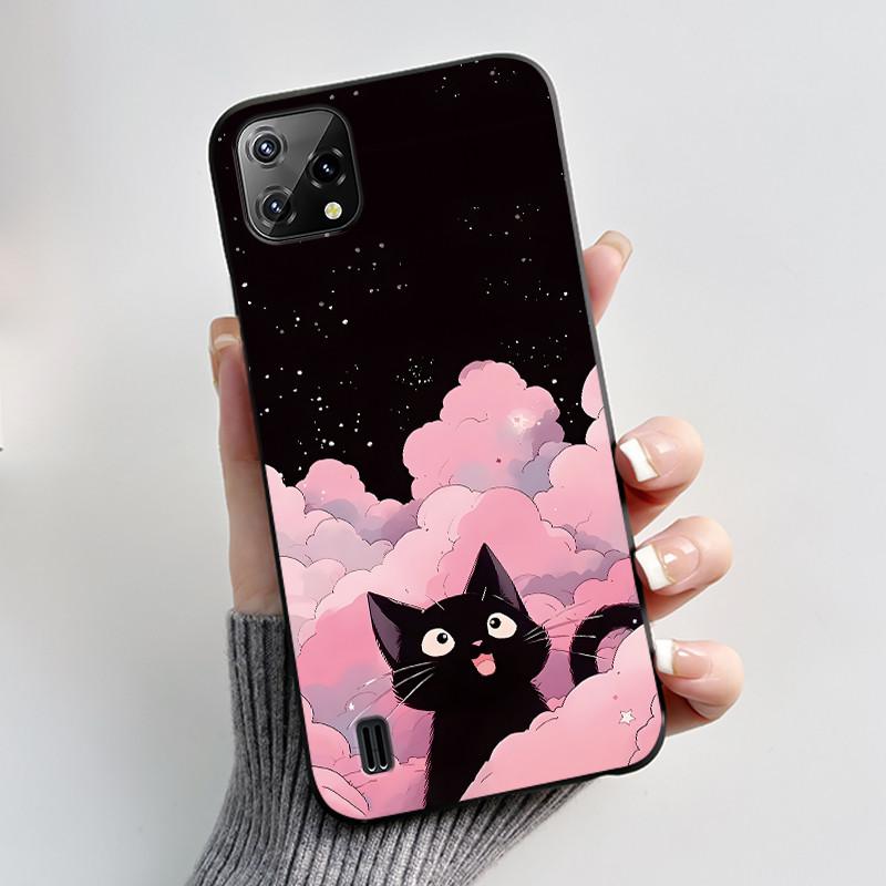 For Blackview A55 Case Oscal C60 Back Cover Luxury Cute Love Rabbit Funny Pattern Black TPU Soft Silicone Protective Phone Case