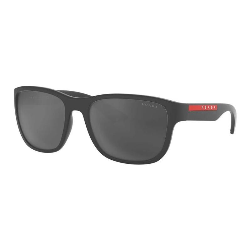 Prada Temple Logo Acetate Irregular Sunglasses Unisex Couple Style Black