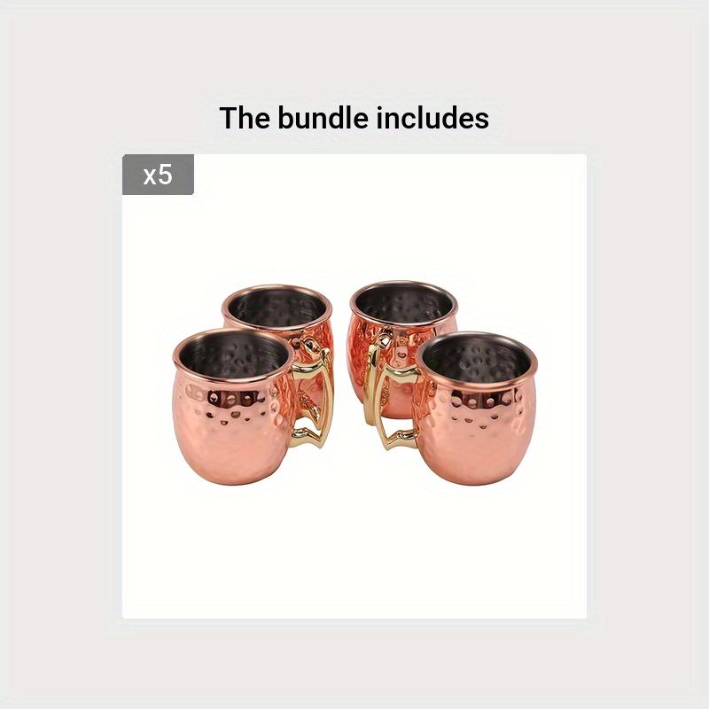 4pcs Mini Moscow Mugs 2oz Mule Shot Glasses For Home Kitchen Bar Drinkware (Rose Golden)