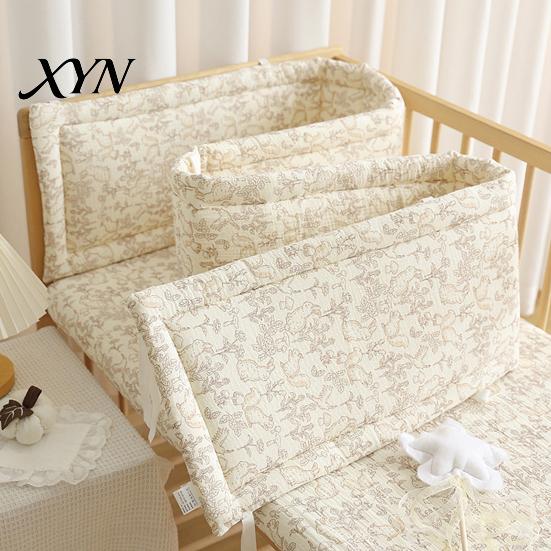 Breathable Cotton Crib Liner Bumper Pad for Newborns, Anti-collision Fixed Quilting Durable Bed Surround Liner, Easy Install Soft Protective