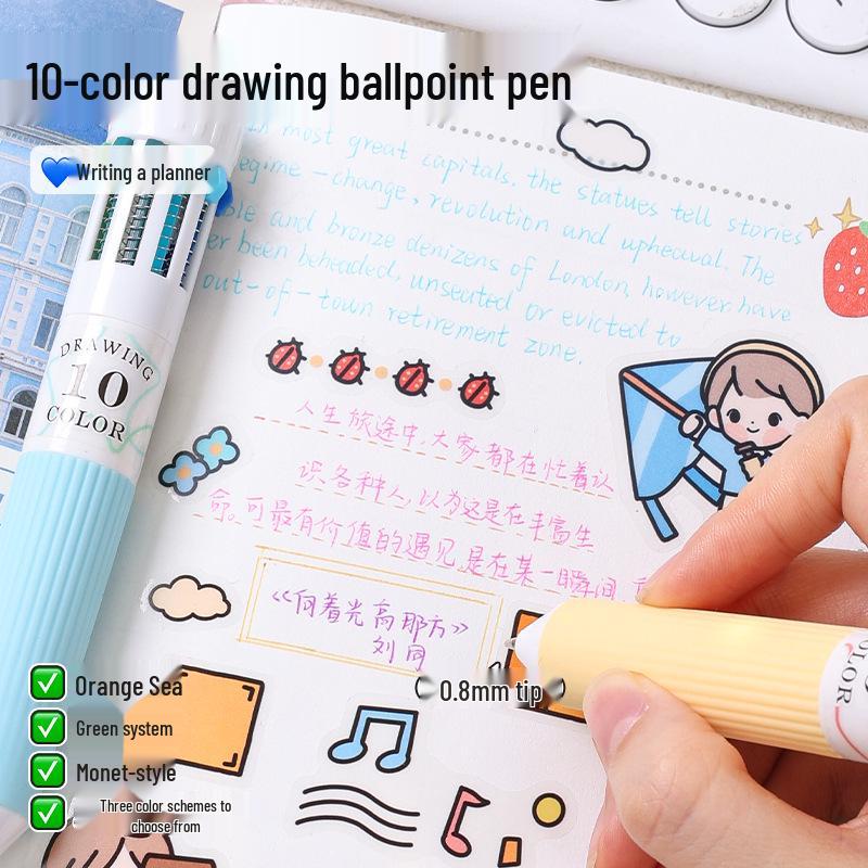 10-Color Blue Fruit Rollerball Pen, 0.8MM Bullet Tip – Fun, Cute, and Colorful for Journaling
