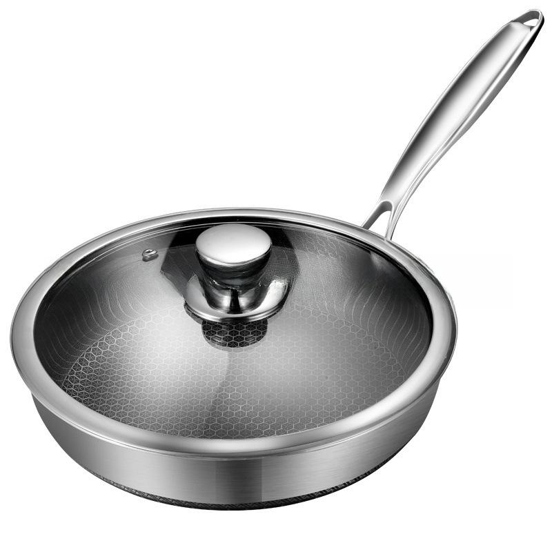 316 Stainless Steel Non-Stick Frying Pan for Electric and Open Flame Stoves, Less Smoke, Ideal for Cooking Steak.