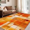 Modern Orange Geometric Area Rug – Abstract Patchwork Print Carpet – Soft Non-Slip Floor Mat for Living Room Bedroom Home Decor