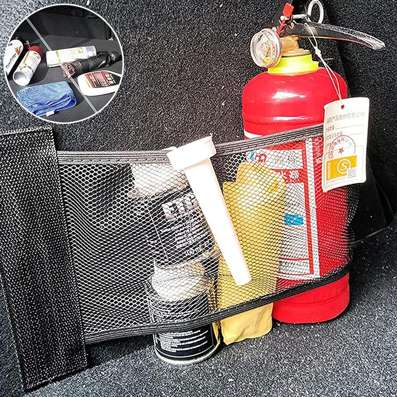 Car Trunk Elastic Mesh Storage Net Fixed Straps Auto Interior Accessories Car Seat Back Fixing Bag Elastic String Net Organizers