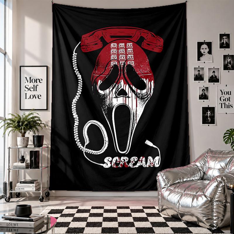 Wall TapestryScream Ghostface Art Hanging Cloth Decorative Background Cover for Room Decoration