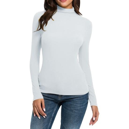 Dame Termisk Langermet Skjorte Slim Mock Turtleneck Genser Basic Undertrøye Kompresjons Base Layer Topp for Arbeid Hjem Ferier