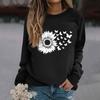 Women's Fashion Casual Long Sleeve Solid Color Printed Round Neck Top Sweatshirt