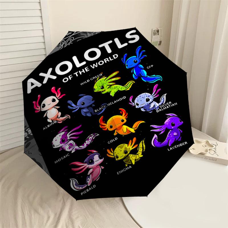 

1PC Axolotls World Umbrella-8-Rib Reinforced Portable Folding Travel Suitable for All Seasons Outdoor Daily Use -J0343