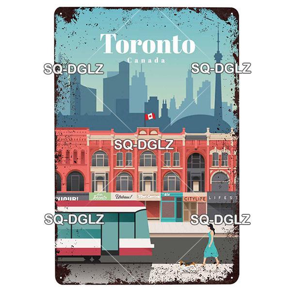 [SQ-DGLZ]Europa Stadt Metall Zeichen Vintage Plaque Platte Dekor Für Pub Bar Wand Dekor Zinn Zeichen Budapest/Moskau/Brügge Poster Geschenk