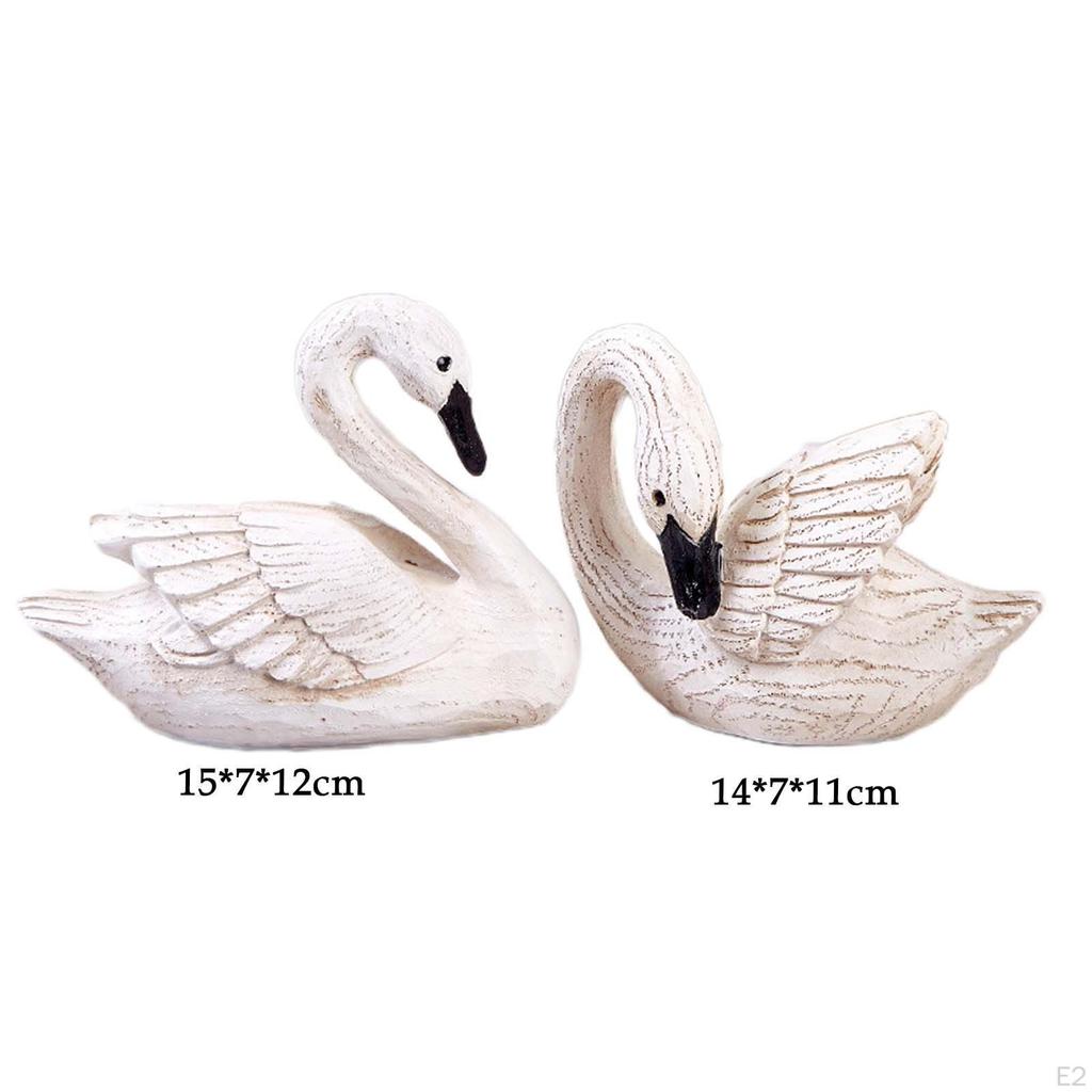 Elegant Swan Brass Figurine Resin Sculpture Creative Animal Statue Collectable Feng Shui Decor