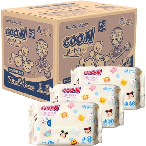 

Goo.n Baby Wipes Refill: Skin-Friendly Tap Rich Baby Wipes, 1680 Wipes (70 Wipes x 24 Packs), Case Sold, Disney Design