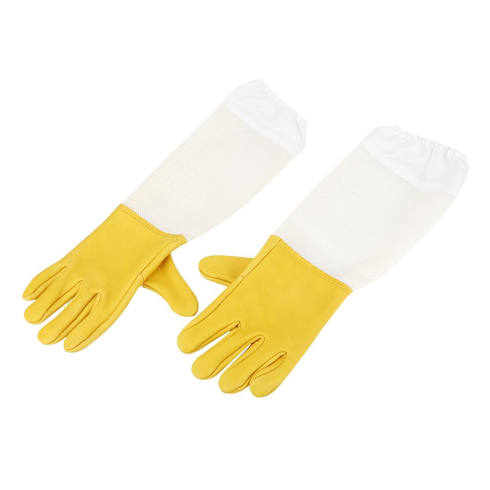 Pair of Beekeeping Protective Gloves Long Mesh Sleeves Beekeepers Working ToolXL