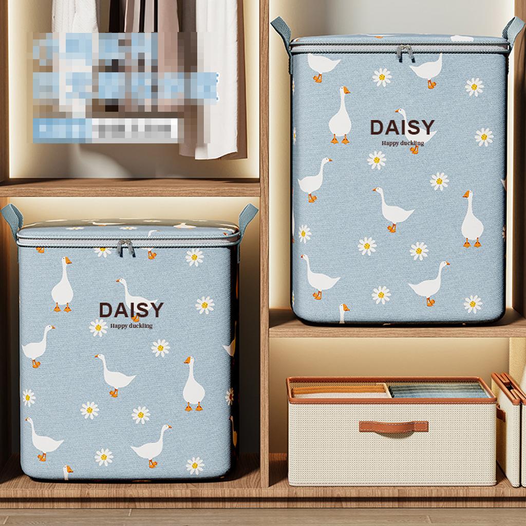 Cute Daisy and Duck Quilt Storage Bag Dustproof Organizer Wardrobe Space Saving Bag Travel Moving Bedding Storage Organization