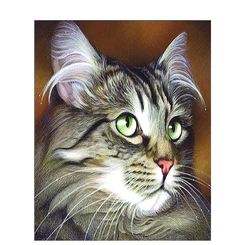 5D Diy Diamond Embroidery Animal Full Round Diamond Painting Cat Diamond Mosaic Cross Stitch Handmade Gift