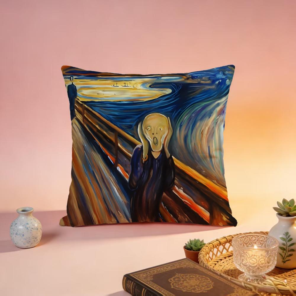 Trendige EEdvard Munch Kissenhülle Premium Hautfreundliche Kissenhülle Mehrzweck für Zuhause Büro Reisen
