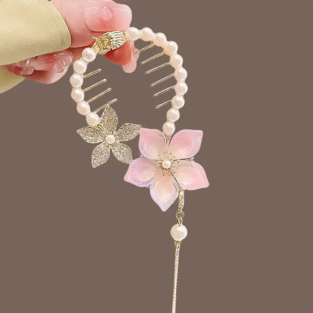 Vintage S Shape Plush Ball Dried Rose Hairpins for Women Ponytail Twist Hair Clips Fashion Shark Clip Barrettes Hair Accessories