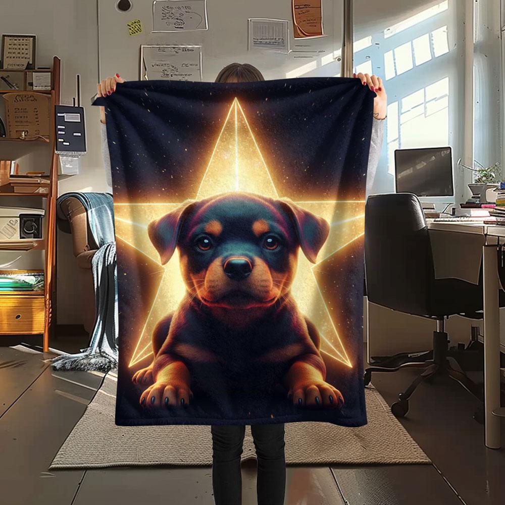 1Pc Stardogs Print Flannel Blanket, High quality Comfortable for All Seasons, Home Decor, Warmth and Comfort, Perfect for Christmas Gifts