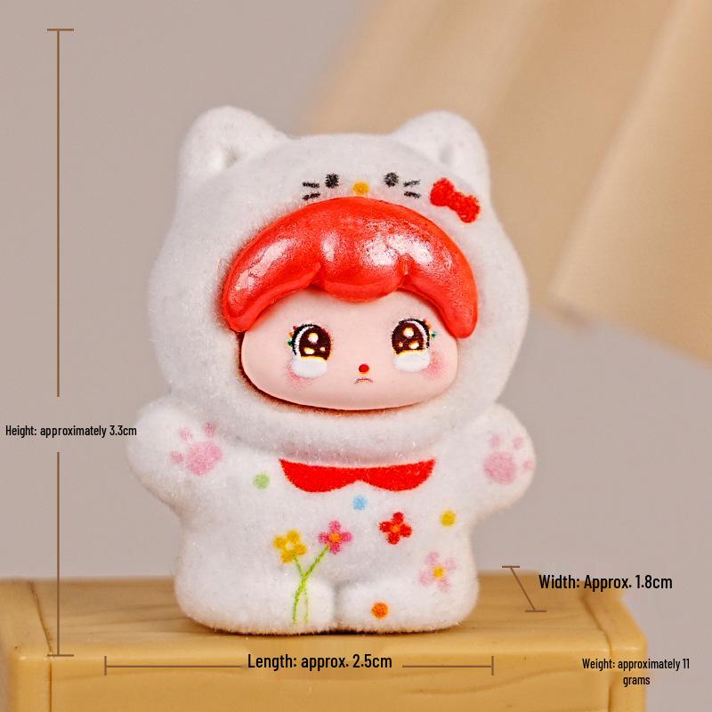 New 3D Flocking DIY Blind Box with Cute Resin Doll Ornaments
