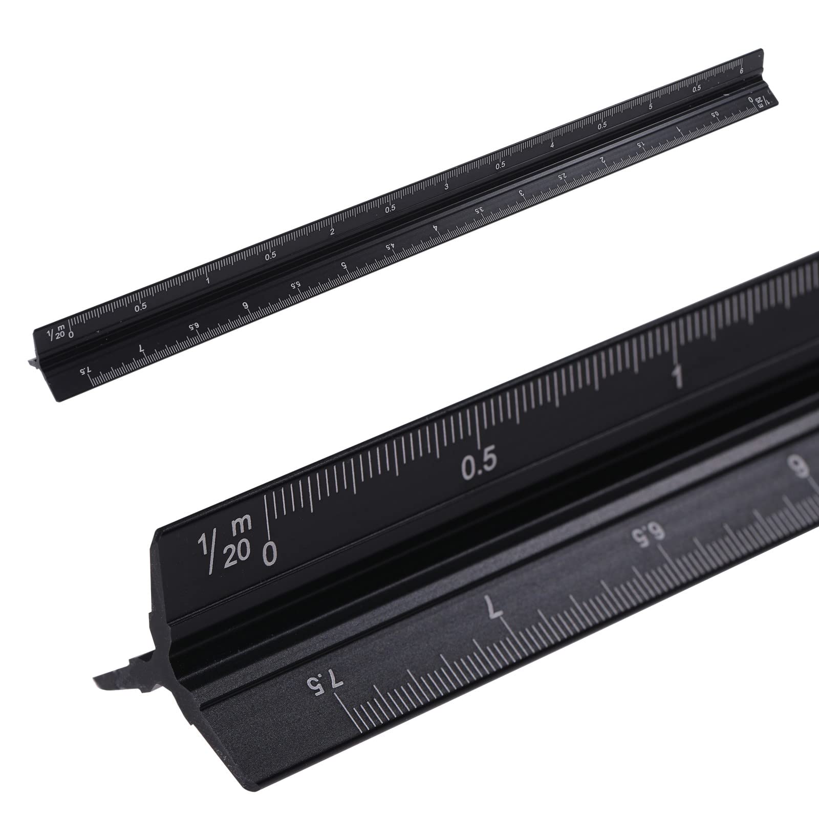 

Rubonarie Triangular Scale, Aluminum Ruler, Scale Ruler for Drafting, Architectural Drawings, 32.5cm (Black, Small Scale)