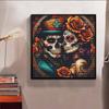 DIY Diamond Painting Canvas Sugar Skull Couple Floral Pattern 5D Rhinestone Art Kit for Home Wall Decor Craft Enthusiasts