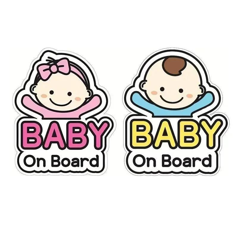Car Stickers Cute Cartoon Baby On Board Sticker Sign Stickers Car Decorative Decal Car Accessories