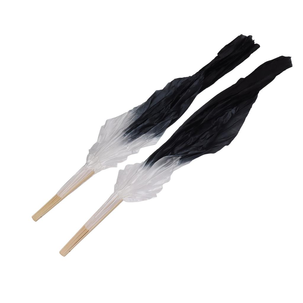 1 Pair Long Dance Fan Soft Beautiful Classical Dancing Fan for Belly Dance Performance Learning 1.5m Gray and Black