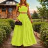 2025 Summer European & American Cross-Back Mid-Waist Solid Color Spaghetti Strap Swing Dress Set