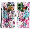 For Motorola Moto G35 5G Case Pattern Leather Wallet Phone Cover with Card Holder