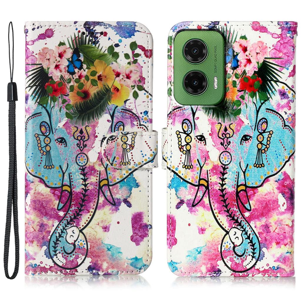 For Motorola Moto G35 5G Case Pattern Leather Wallet Phone Cover with Card Holder