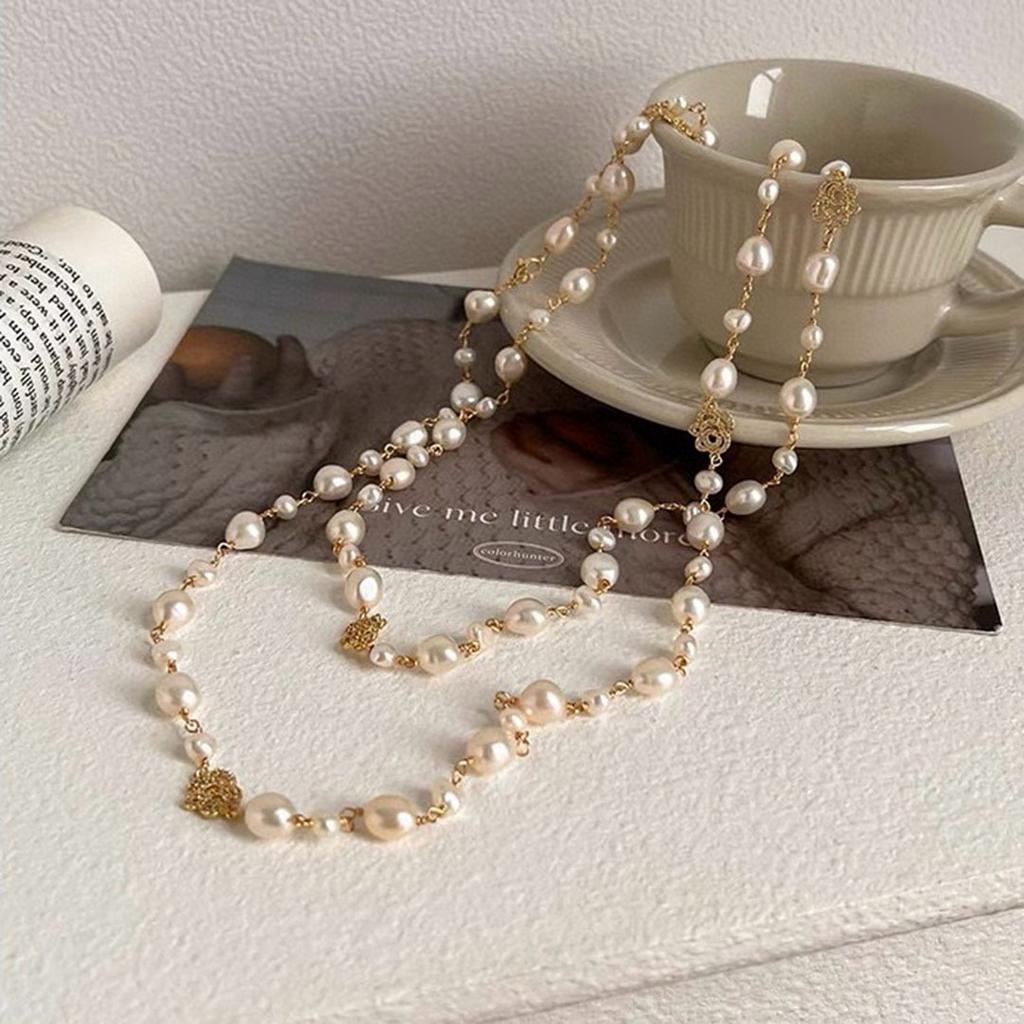 Freshwater Pearl Long Necklace Women's Fashion Light Luxury Temperament Versatile High Sense Autumn and Winter Can Be Stacked Sweater Chain 2026