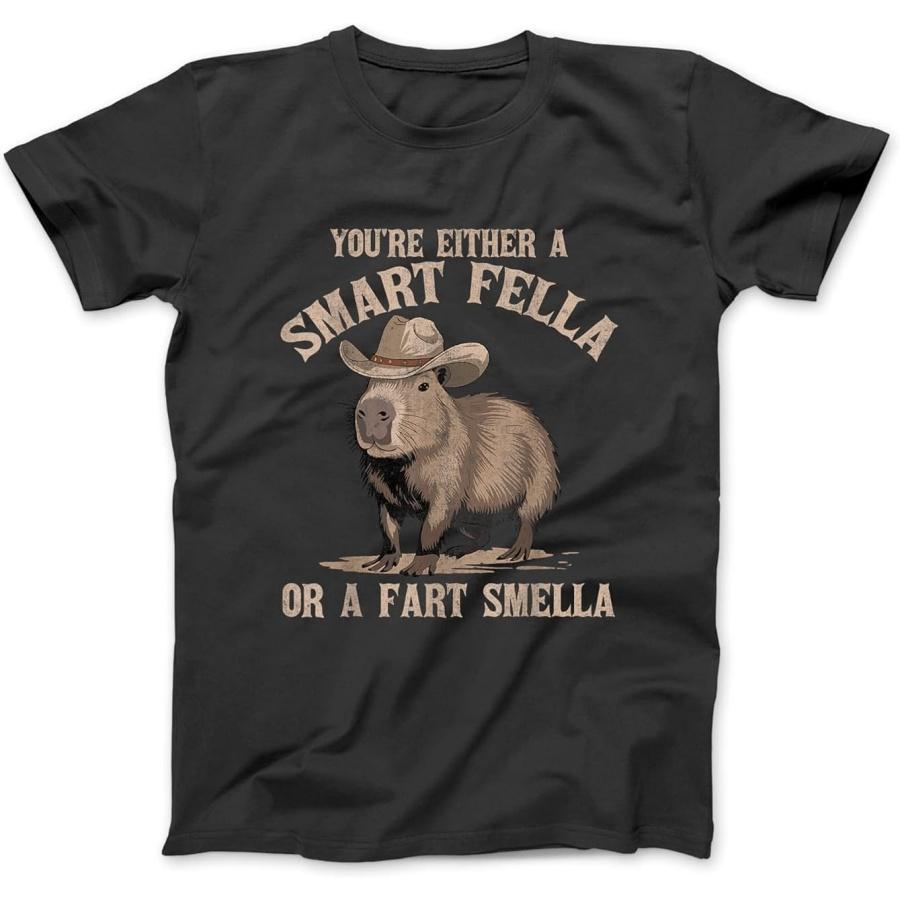 You re Either A Smart Fella Or A Fart Smella Funny Capybara T-Shirt, Sweatshirt, Hoodie for Men Women Kids Made in Canada Black XXXXXL разноцветный