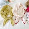 60cm Soft Neckerchief Patchwork Color Decorative Headscarf Small Scarves Crinkled Scarf Square Pleated Silk Scarf Satin Hijab