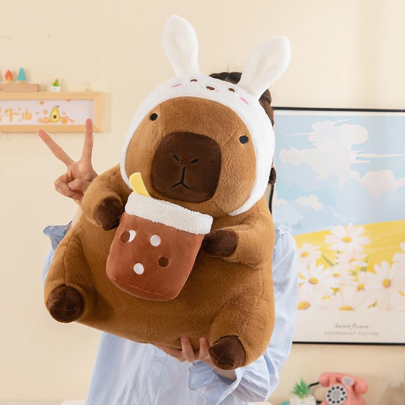 New cute milk tea cup pillow doll Internet celebrity capybara birthday gift doll plush toy