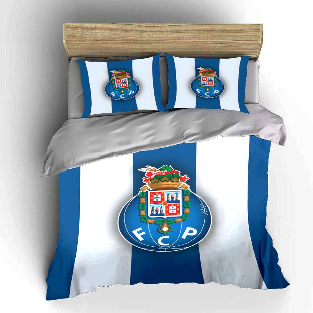 Rayas azules, escudo FCP. Juegos de cama Juegos de fundas nórdicas Fundas nórdicas Fundas de almohada(1 * Funda de edredón 2 * Fundas de almohada sin relleno de edredón)