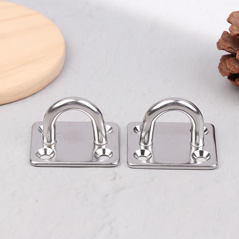 2Pcs Universal Square Eye Plate With Round Ring Stainless Steel Ship Bolt Seat Fixing Buckle Marine Sunshade Sail Accessories