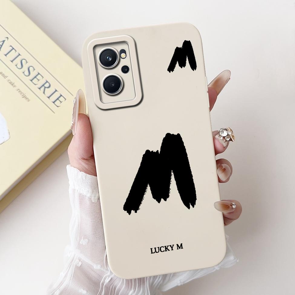 For Realme 9i 4G RMX3491 Cover For Realme 9i 4G Case Simple Fashion Luxury Letters A-Z Pattern Design Silicone Shockproof Bumper