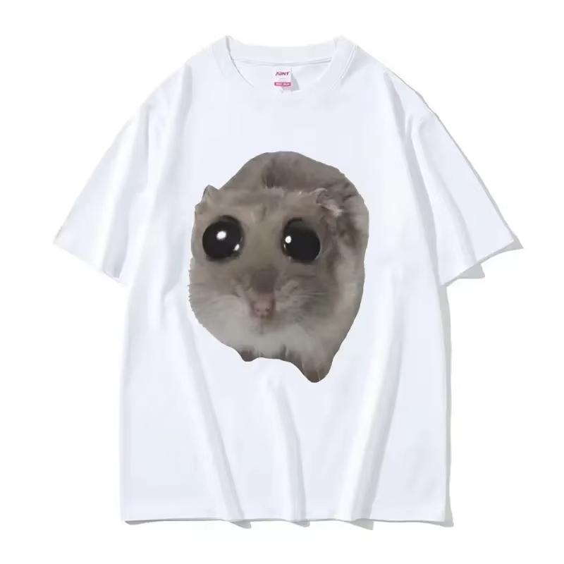 

Unisex Clothing Unisex Funny and Sad Hamster with Big Ears Cryingcute Mouse Tshirt for Kawaiiclothing Tshirthighquality Tshirt S