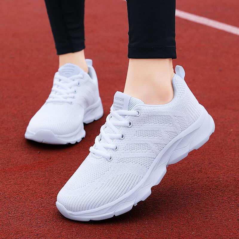 Damskie lekkie sneakersy z siateczki: Wiosenne Casualowe Antypoślizgowe Miękka Podeszwa Płaski Obcas Buty do Biegania