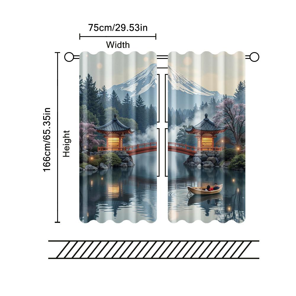 2 szt. zasłon filtrujących (z wyłączeniem prętów nieruchomych bez baterii) Krajobraz tuszem i wodą do użytku w sypialniach i salonach