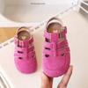 Bright Hues Macaron Children Roman Shoes Suede Leather Coverd-Toe Kids Sandals for Girls Student Leisure Cut-outs Sandals I05282