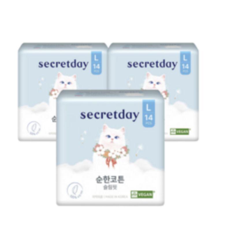Secretday Pure Cotton Slim Fit Sanitary Paper Wings Type Large (14pcs*3ea)