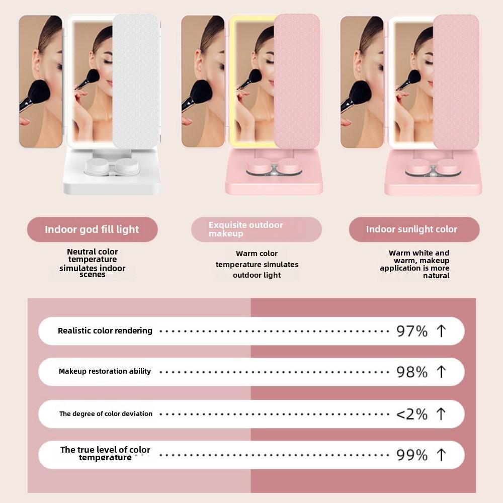 Folding Fill Light Makeup Mirror with Light Rechargeable LED Vanity Mirror