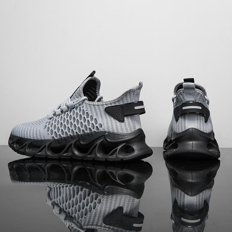 Spring/Autumn Men's Large Size Blade-soled Sports Shoes Flying Weave Fitness Jogging Shoes