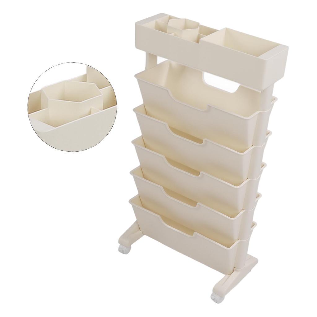 5 Tier Book Rack Multifunctional Removable Bookcase Multilayer Storage Rack for Dormitory Classroom