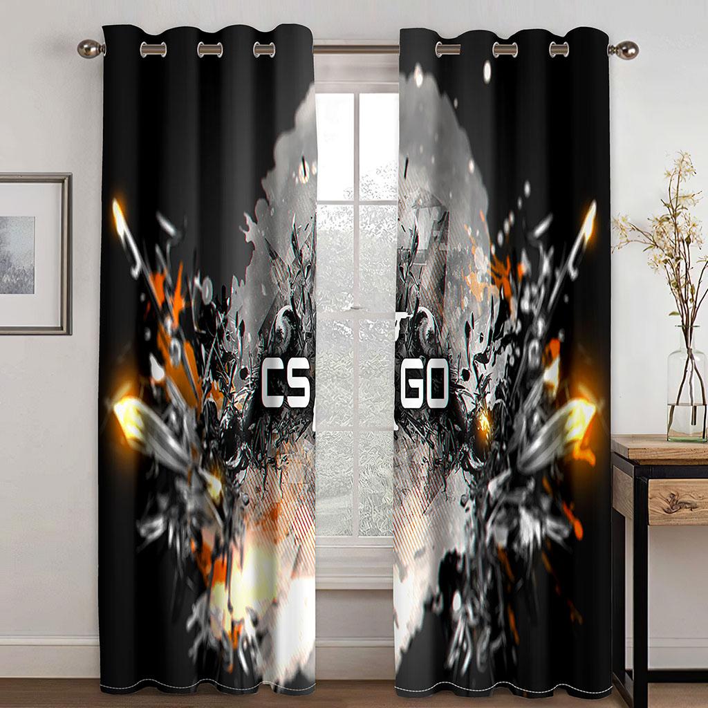 

3D Друк Онлайн Змагальні Ігри Хлопчик Безкоштовна Доставка 2 Штуки Тонка Затінююча Віконна Штора для Вітальні Спальні Домашній Декор Гачок 200W240H(CM)79x95in&Hook