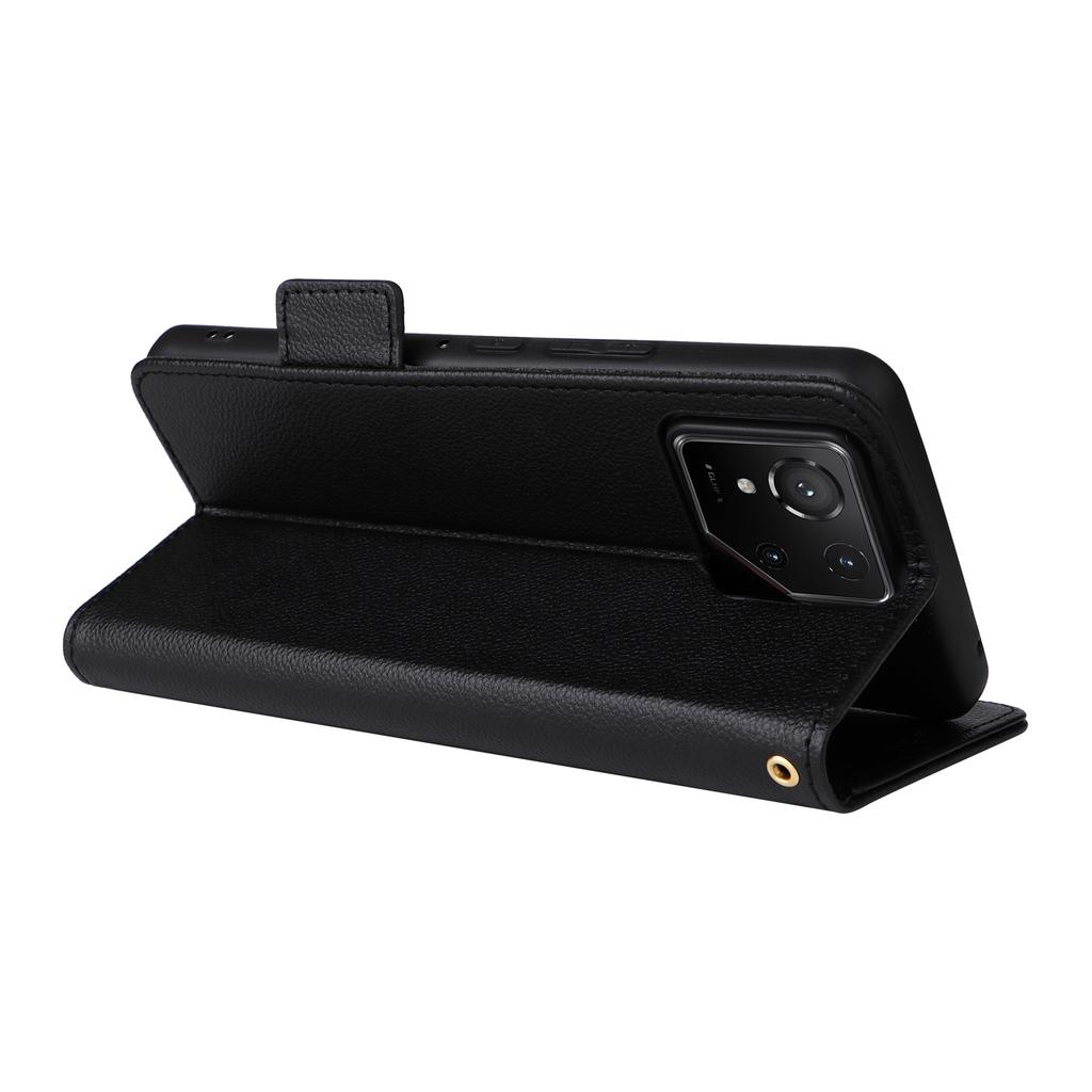 For Asus ROG Phone 9 5G/Phone 9 Pro 5G Case with Wrist Strap Litchi Texture PU Leather Wallet Phone Cover