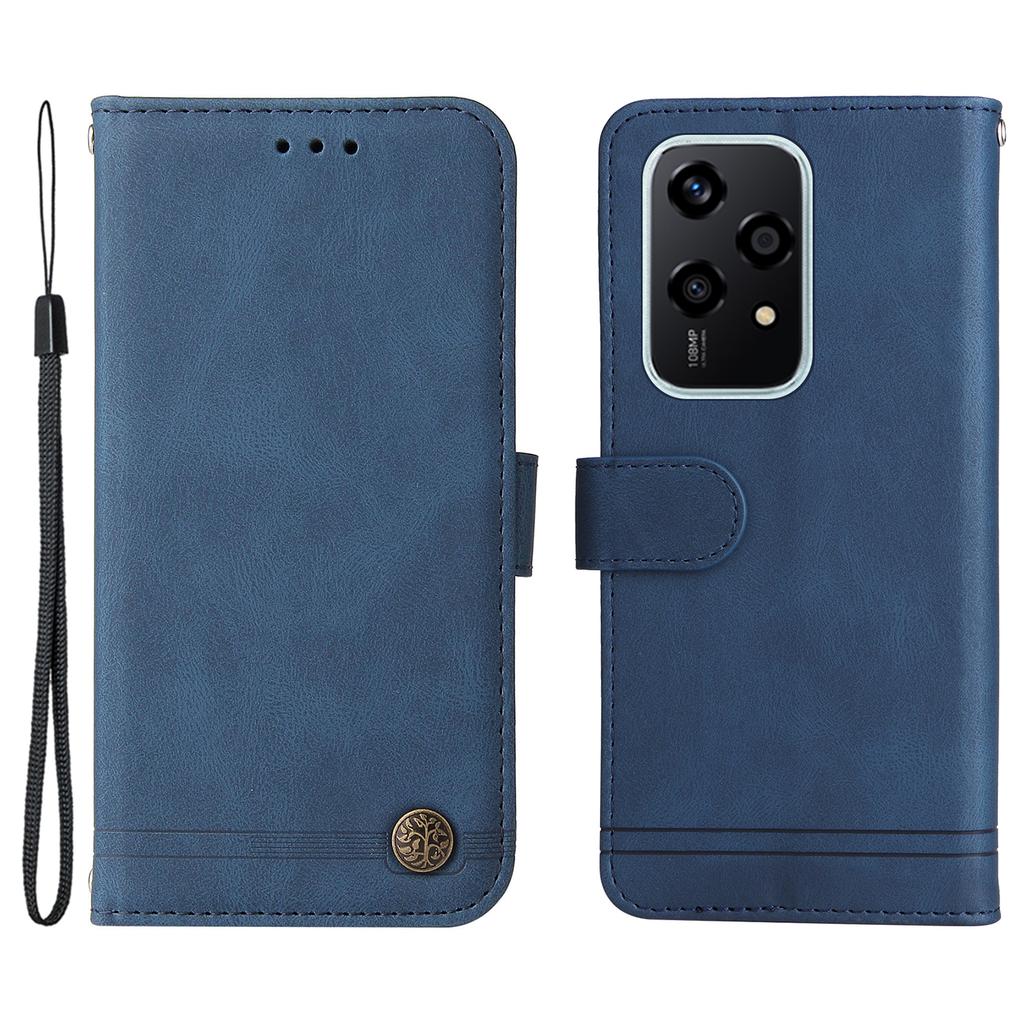 Für Honor 200 Lite Leder-Wallet-Hüllen Skin-Touch Handyhülle Ständer mit Riemen