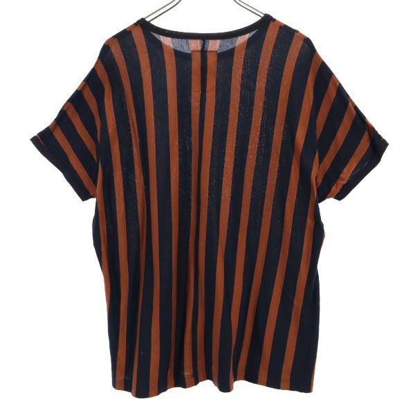 SHAREEF made in Japan stripe Short sleeve T-shirt 1 Black x tea Men's Used