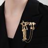 Elegant Rhinestones Star Brooch With Chain Fringe For Women Stylish Accessory for Dresses and Coats Decoration