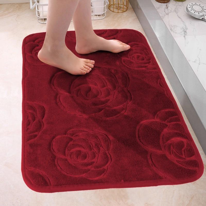 Badmattor Rose Flower Präglat badrum Badmatta Flanell Halkfri matta i badkar Golvmatta Duschrum Dörrmatta Memory Foam Pad Tvättbar matta